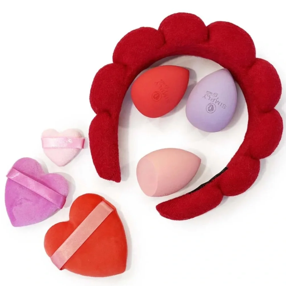 Red Spa Headband and Makeup Sponge Set - Picture 2 of 3